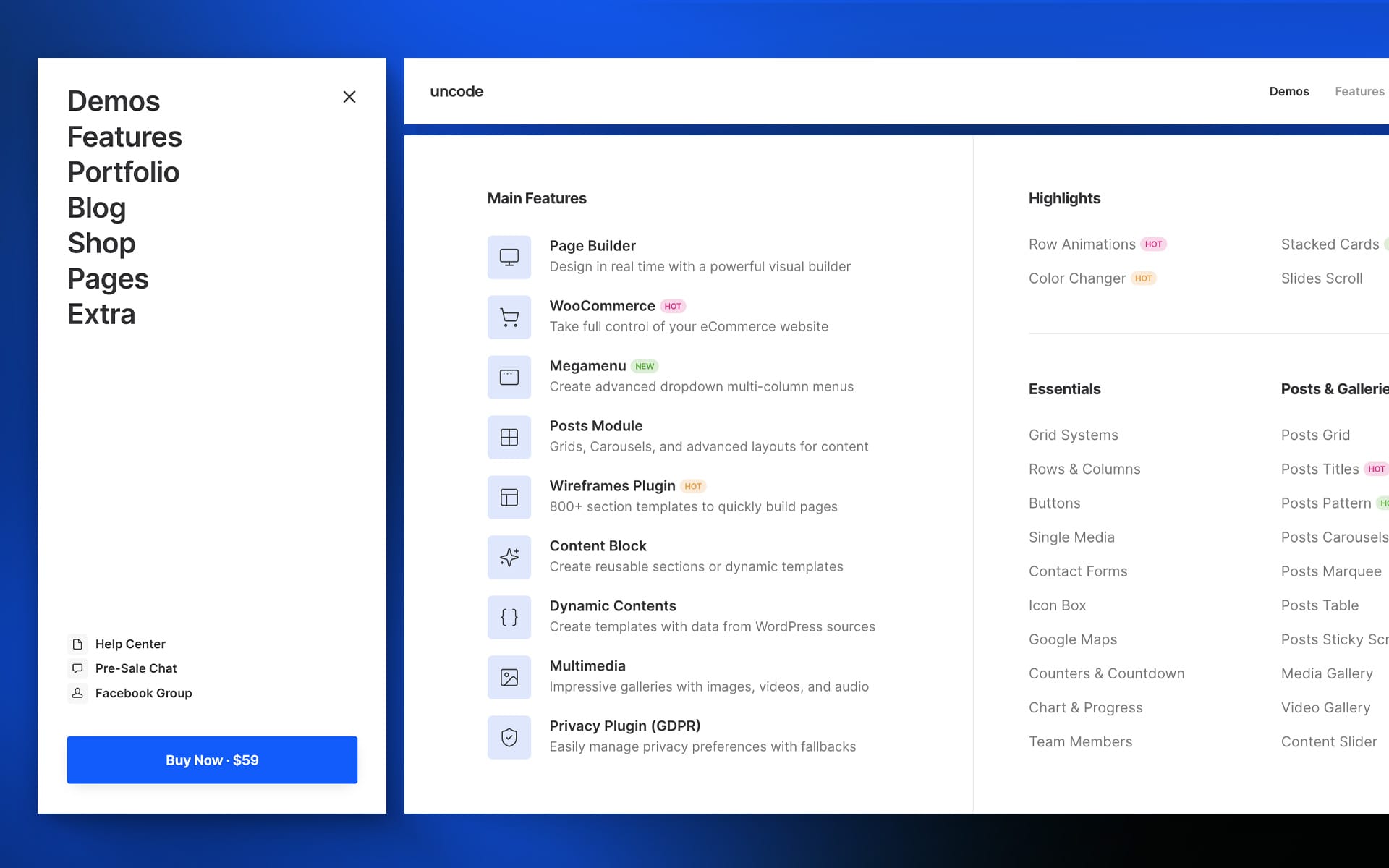 Demo Import advanced Menus