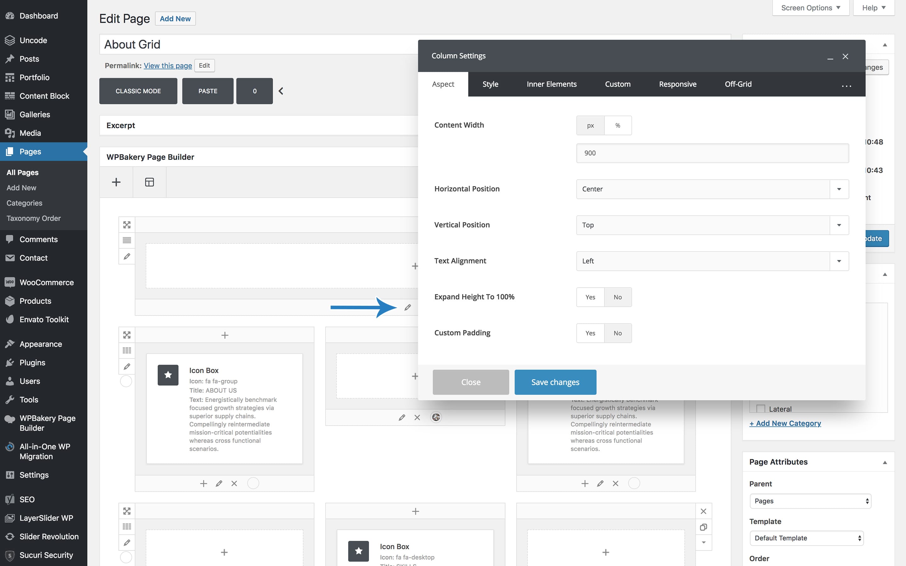 Column Settings Uncode Theme Documentation And Help Center